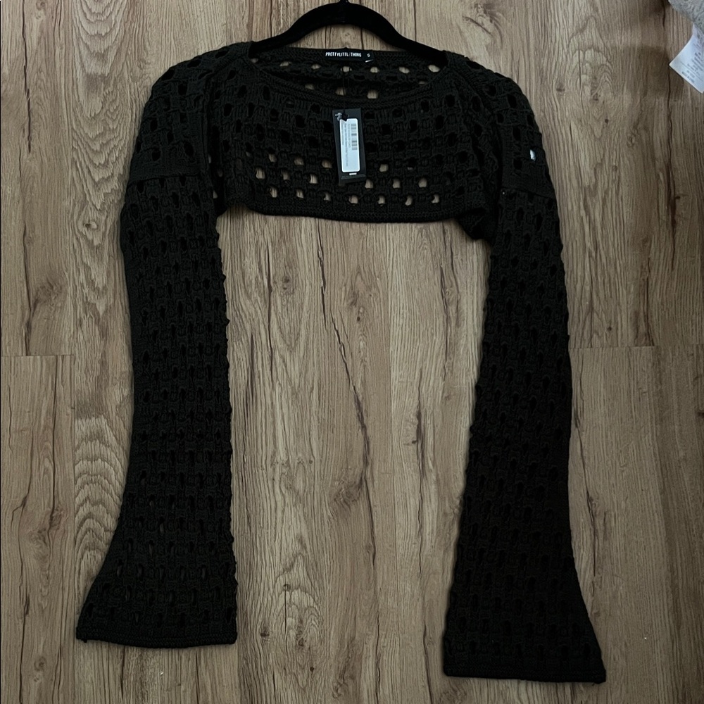 dark green  Open-Knit Shrug